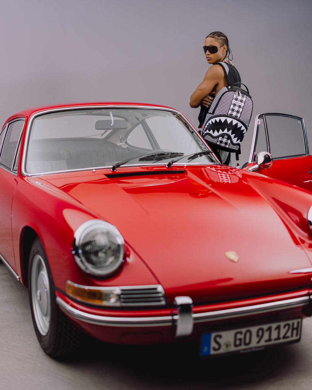 PORSCHE MIXED PEPITA SHARK COLLAB BACKPACK - LIMITED EDITION
